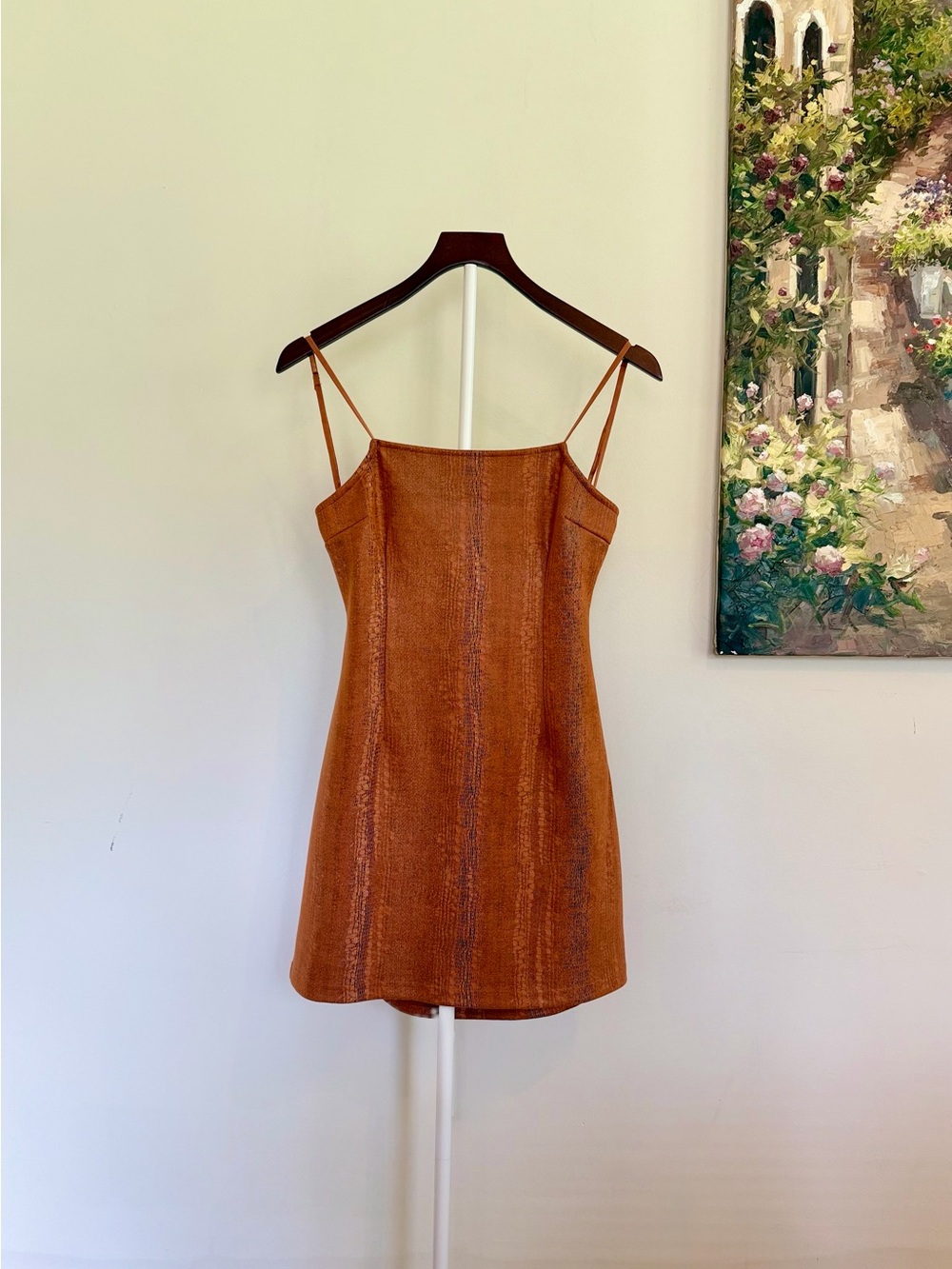 Urban Outfitters Orange Snakeskin Strappy Back Mini Dress Small Resort